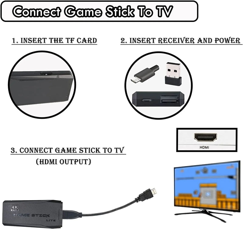 Video Game Stick 10 Mil Jogos 2 Controles Sem Fio Console Portátil