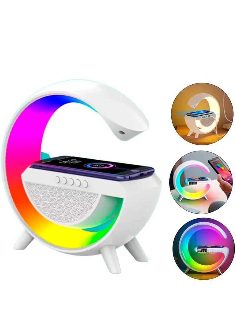 Carregador Luminaria e Caixa de Som , Carregagor Sem Fio 3 em 1 Alarme Luz RGB FASHION BOX
