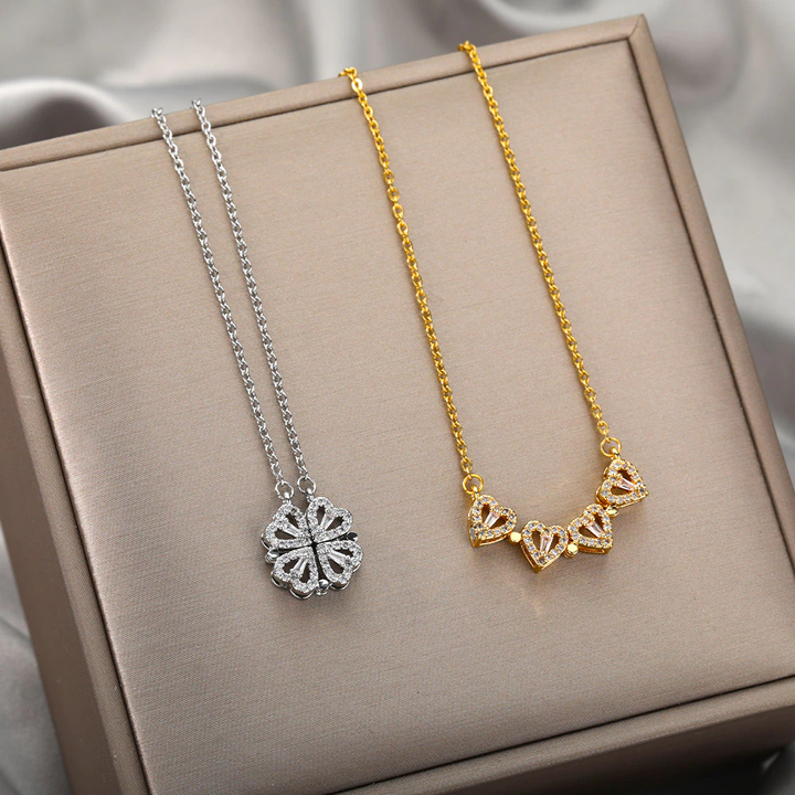 Colar Feminino da sorte de Trevo e 4 Corações Ótimo pra você ou pra dar de presente presente