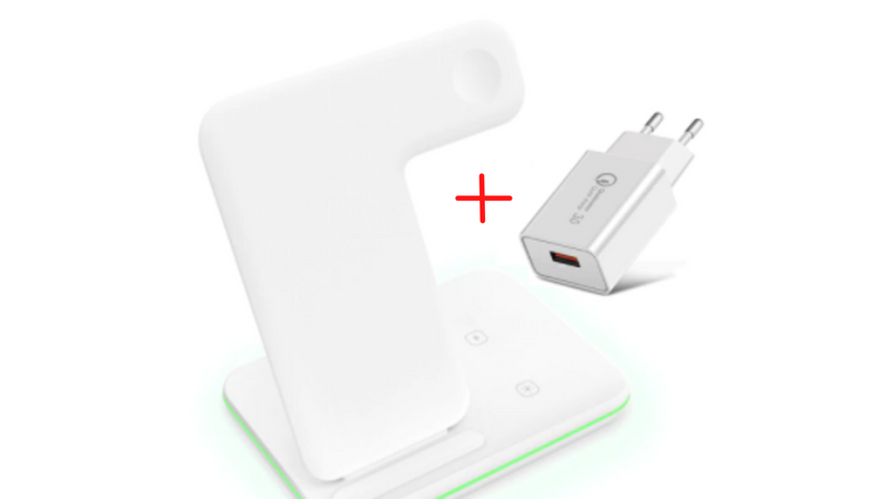 Carregador Celular de Indução Iphone, Android, Relógio, Airpods Smart Hub 3 em 1