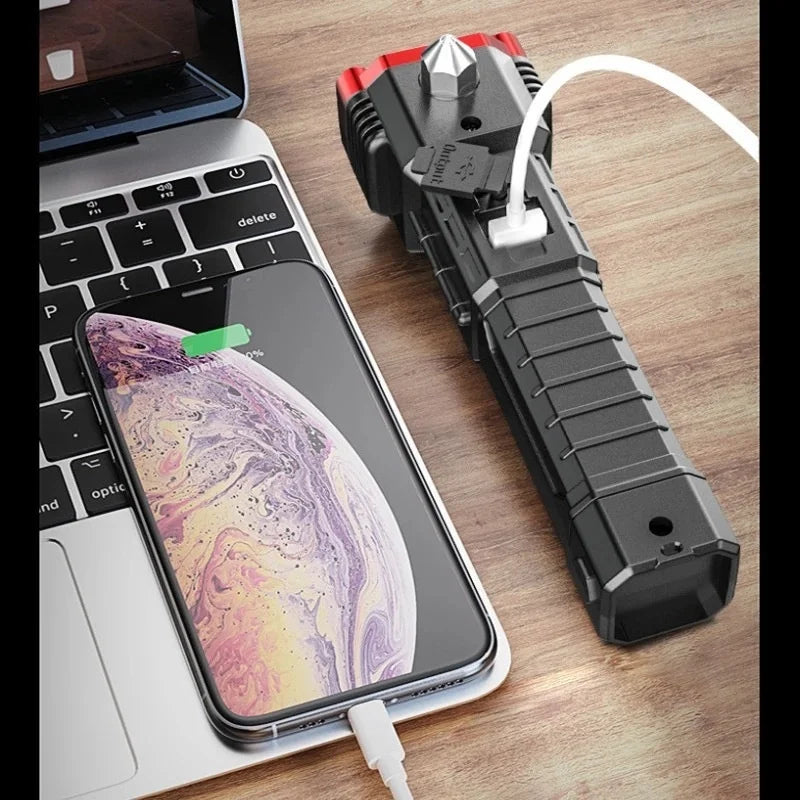 Lanterna Tática 4 em 1 com Powerbank Integrado 